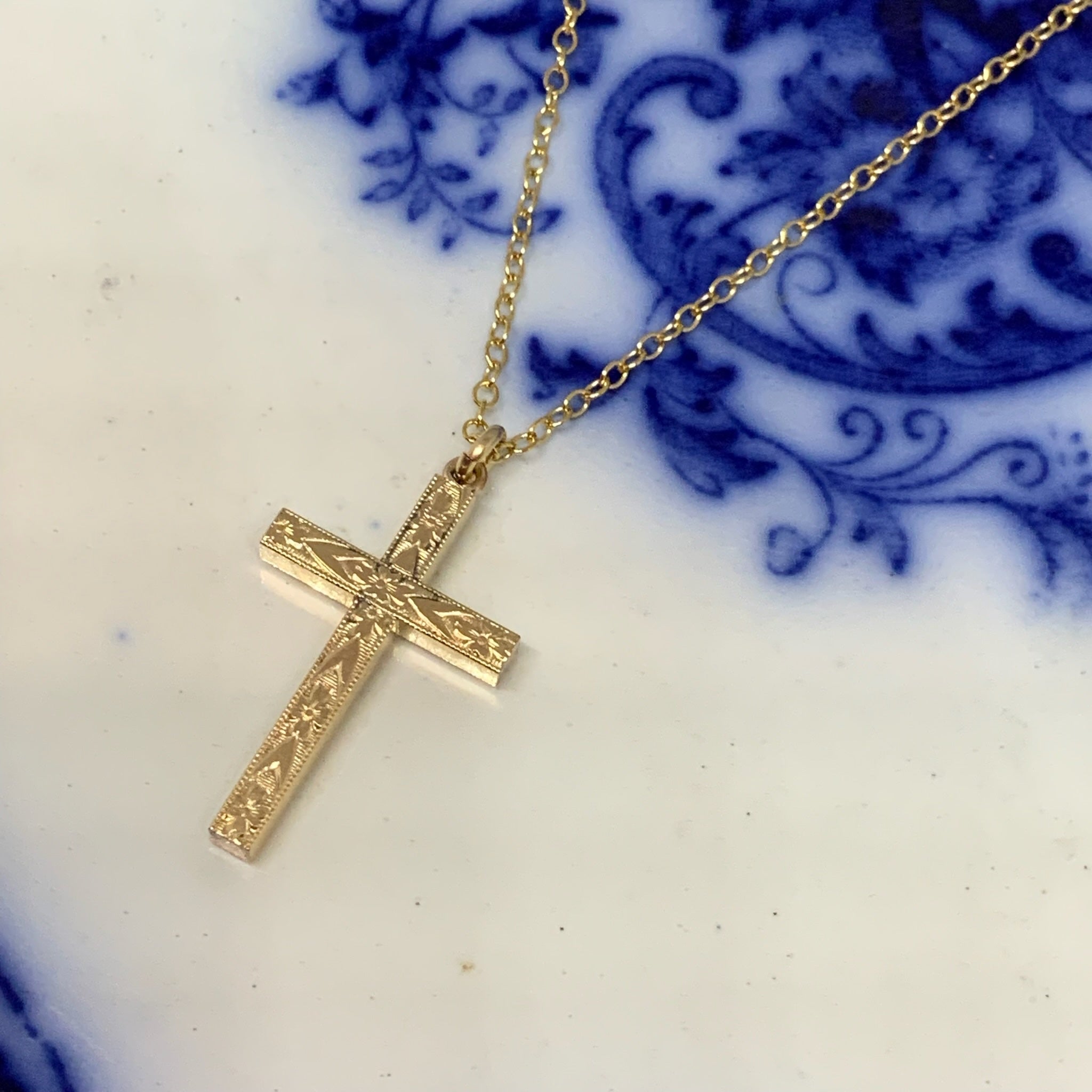 Vintage Cross Necklace ANCR-3651 | VANISHING HEIRLOOMS, LLC Vintage cross necklace